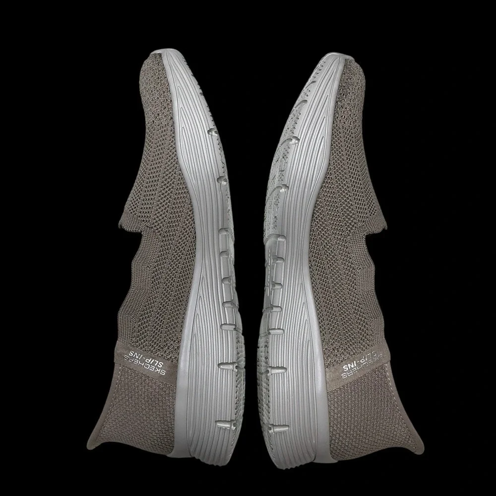 Skechers Sneakers Women 8.5 Taupe Seager Believe It Slip On Shoes Comfort